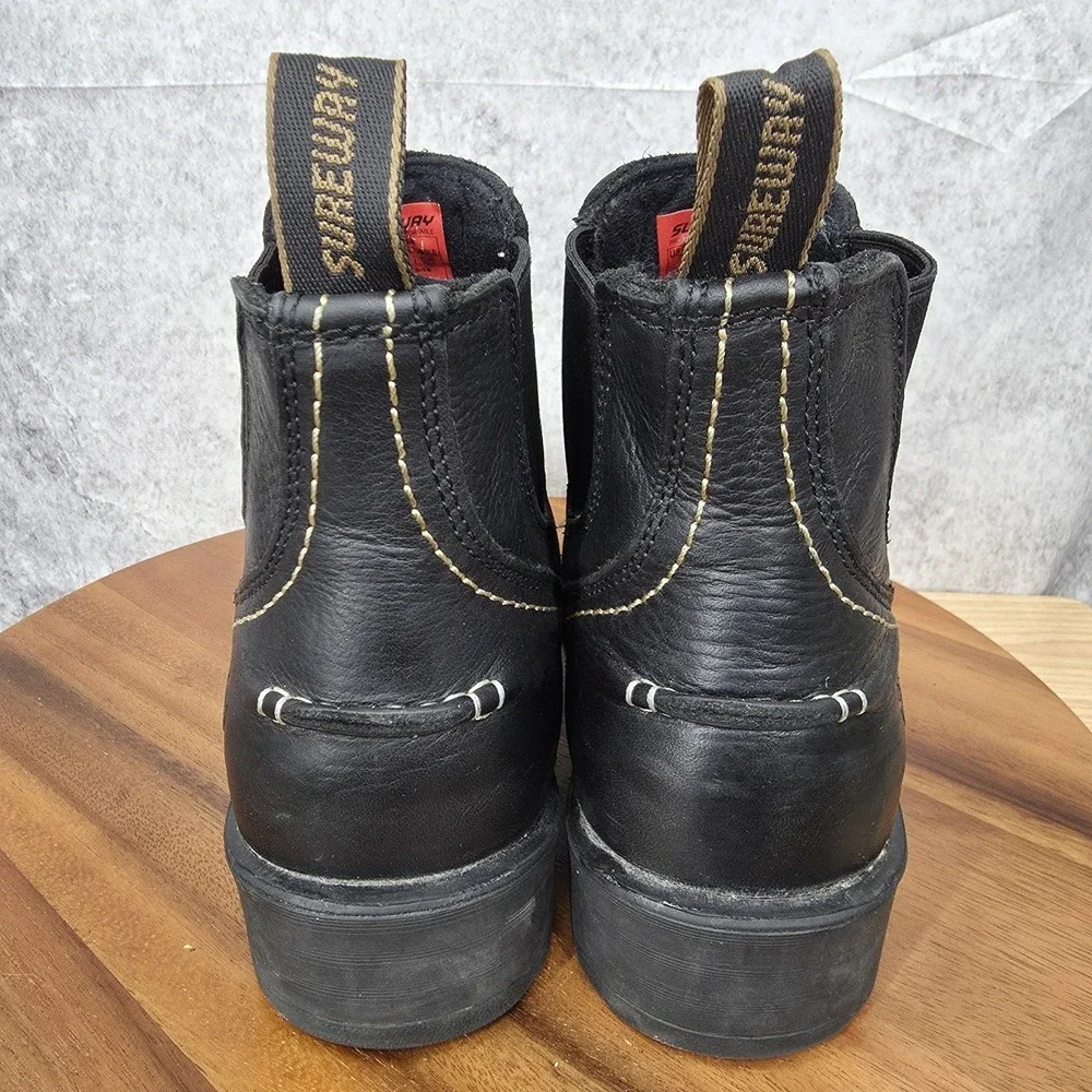 Sureway Chelsea Boots Mens 7.5 Black Leather Western Work Comfort‎ Safety